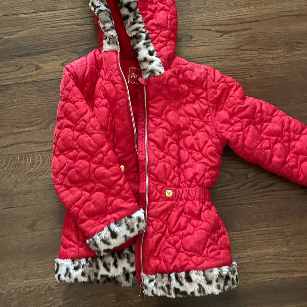 girl red quilted winter coat